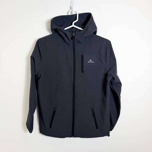 Rip Curl Other - Rip Curl Anti-Series Jacket Boys Medium Charcoal Grey Hooded Full Zip Windbreakr